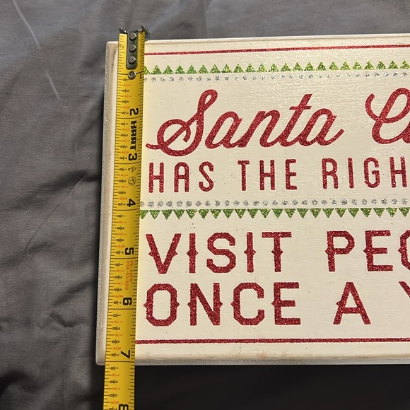 Glitter christmas sign Santa Claus has the right ideas visit people once a year - Picture 3 of 5